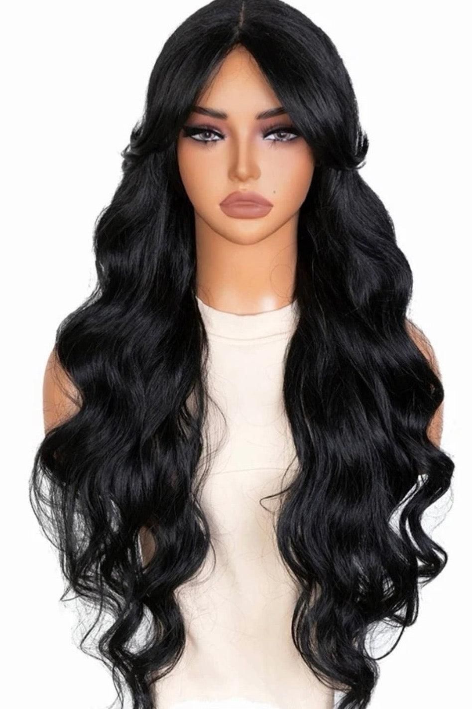 Synthetic Lace Front Wigs Halloween wigs Black Wavy Wigs Lace Part Long Body Wavy Natural Hair - Labelle Boutique Hair