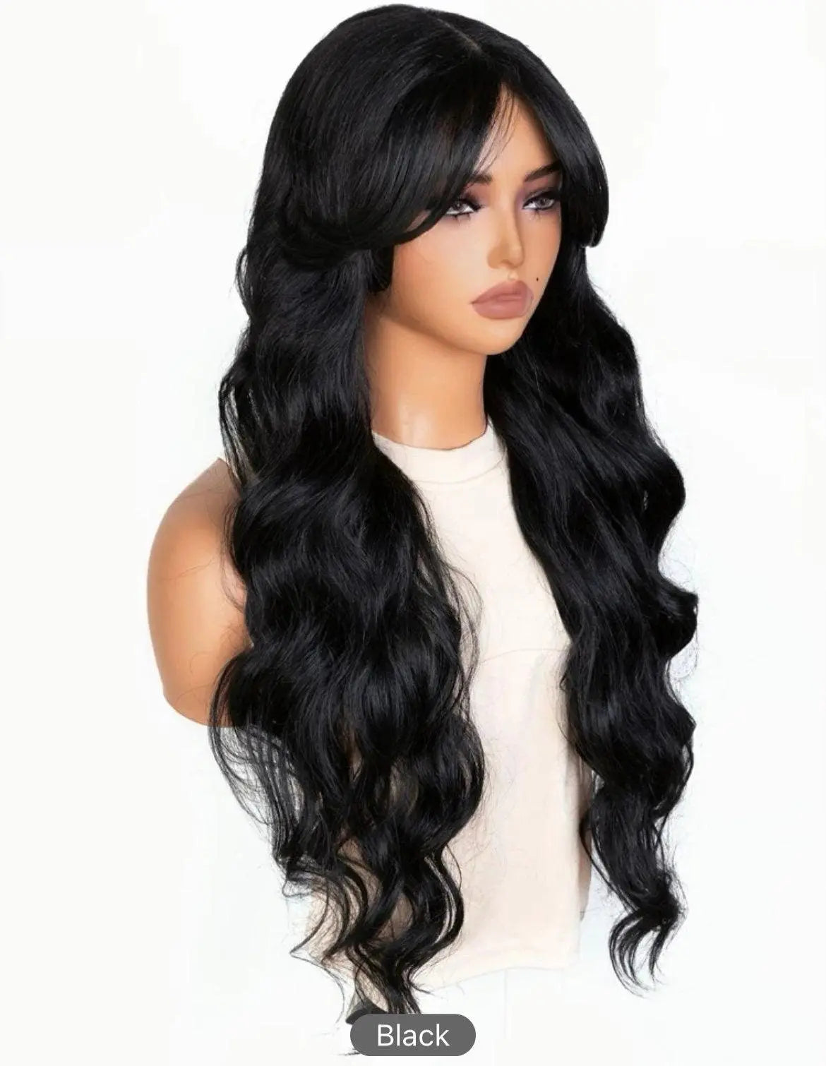 Synthetic Lace Front Wigs Halloween wigs Black Wavy Wigs Lace Part Long Body Wavy Natural Hair - Labelle Boutique Hair