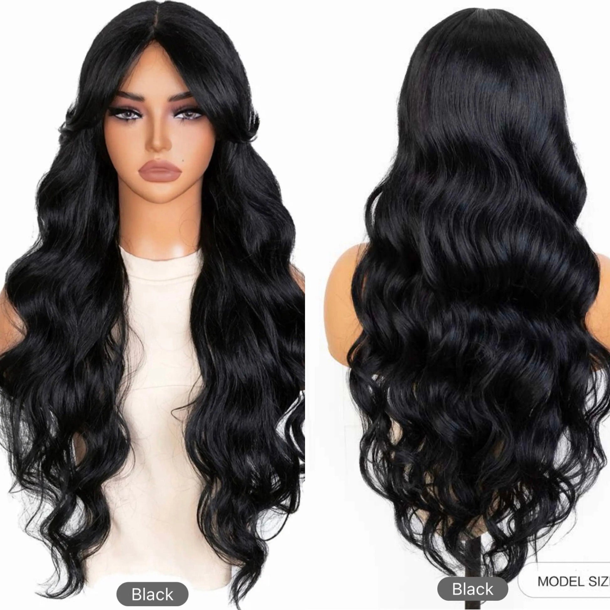 Synthetic Lace Front Wigs Halloween wigs Black Wavy Wigs Lace Part Long Body Wavy Natural Hair - Labelle Boutique Hair