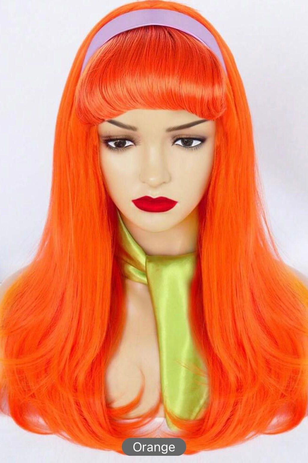 Synthetic Medium Length Orange Cosplay Wig with Free Wig Halloween Costume Wig - Labelle Boutique Hair