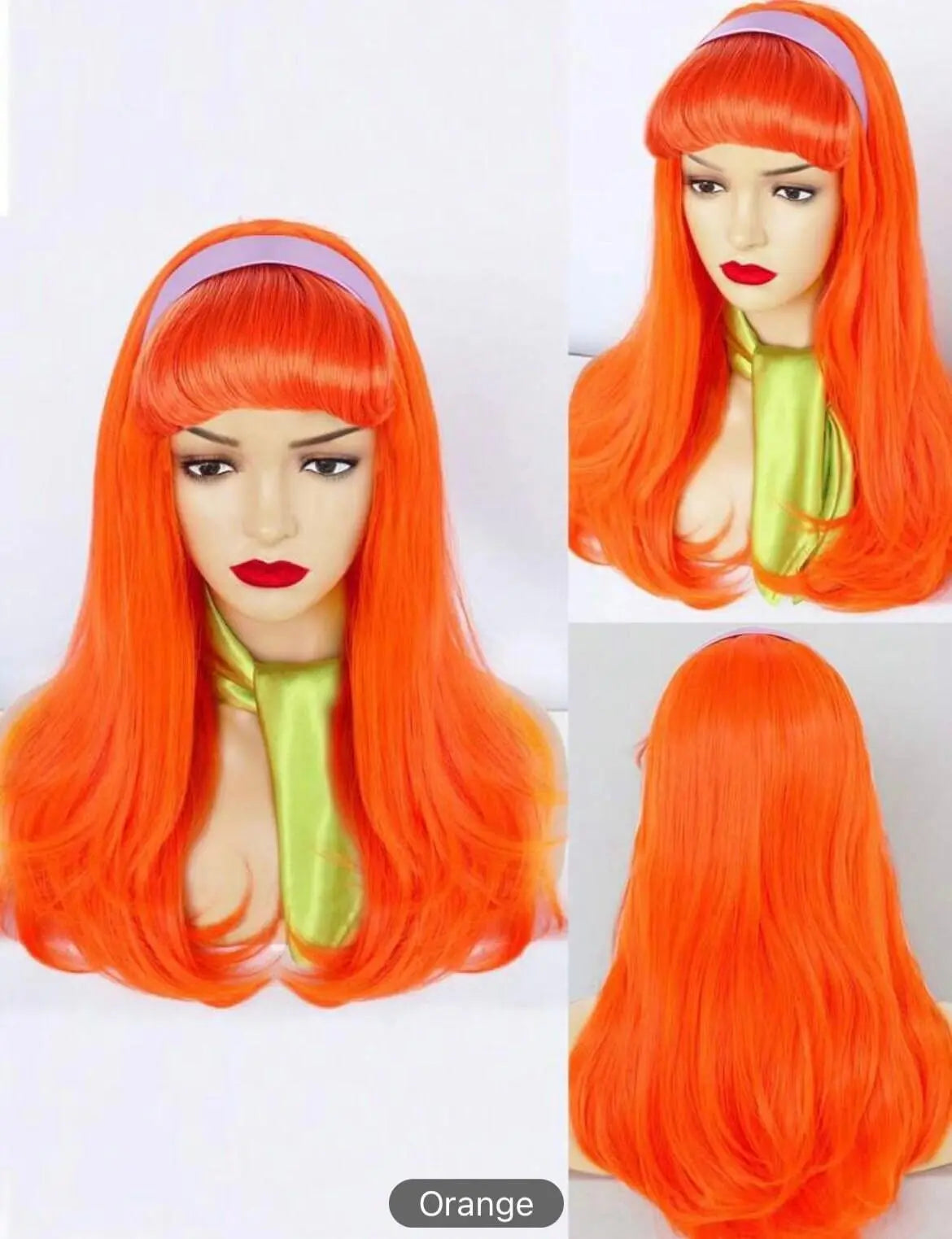 Synthetic Medium Length Orange Cosplay Wig with Free Wig Halloween Costume Wig - Labelle Boutique Hair