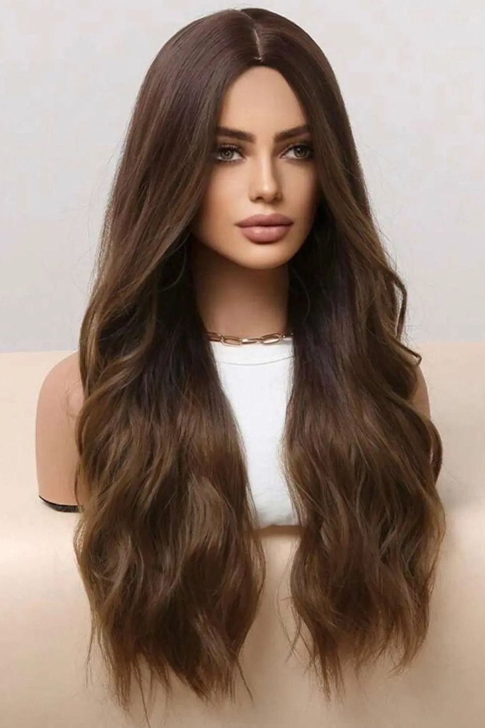 Wig Ombre Brown Big Wave Curls Long Curly Synthetic - Labelle Boutique Hair   Wig Ombre Brown Big Wave Curls Long Curly Synthetic 