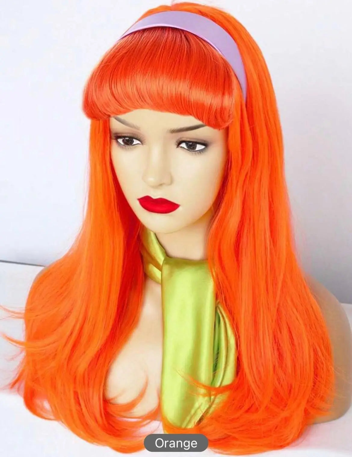 Synthetic Medium Length Orange Cosplay Wig with Free Wig Halloween Costume Wig - Labelle Boutique Hair