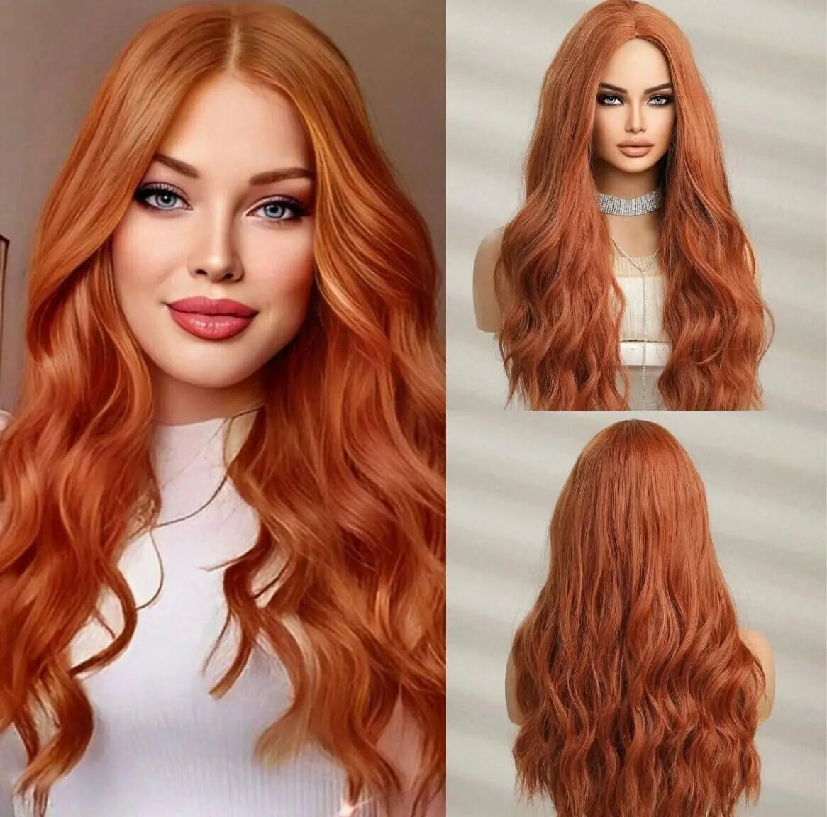 Long Wavy Synthetic Orange Wig - Labelle Boutique Hair