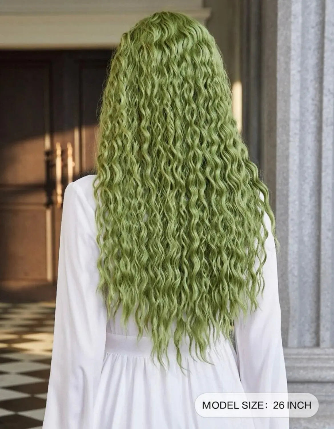 Synthetic Heat Resistant Curly 26 inch green Daily Used Natural Looking Synthetic - Labelle Boutique Hair