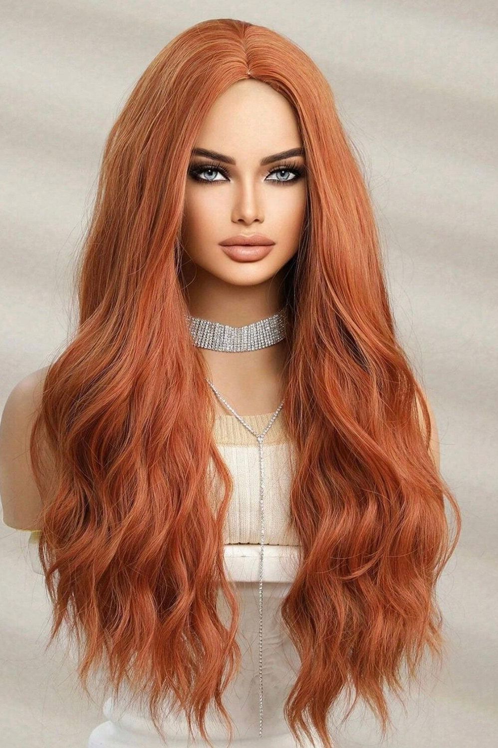 Long Wavy Synthetic Orange Wig - Labelle Boutique Hair