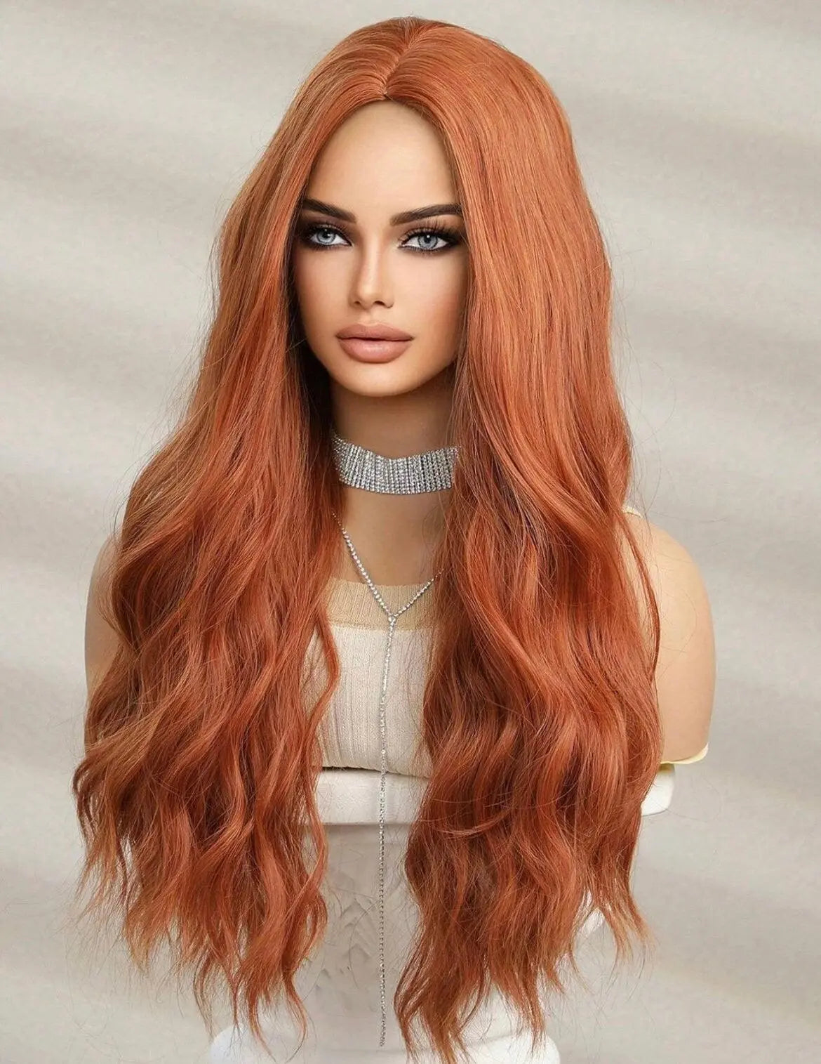 Long Wavy Synthetic Orange Wig - Labelle Boutique Hair