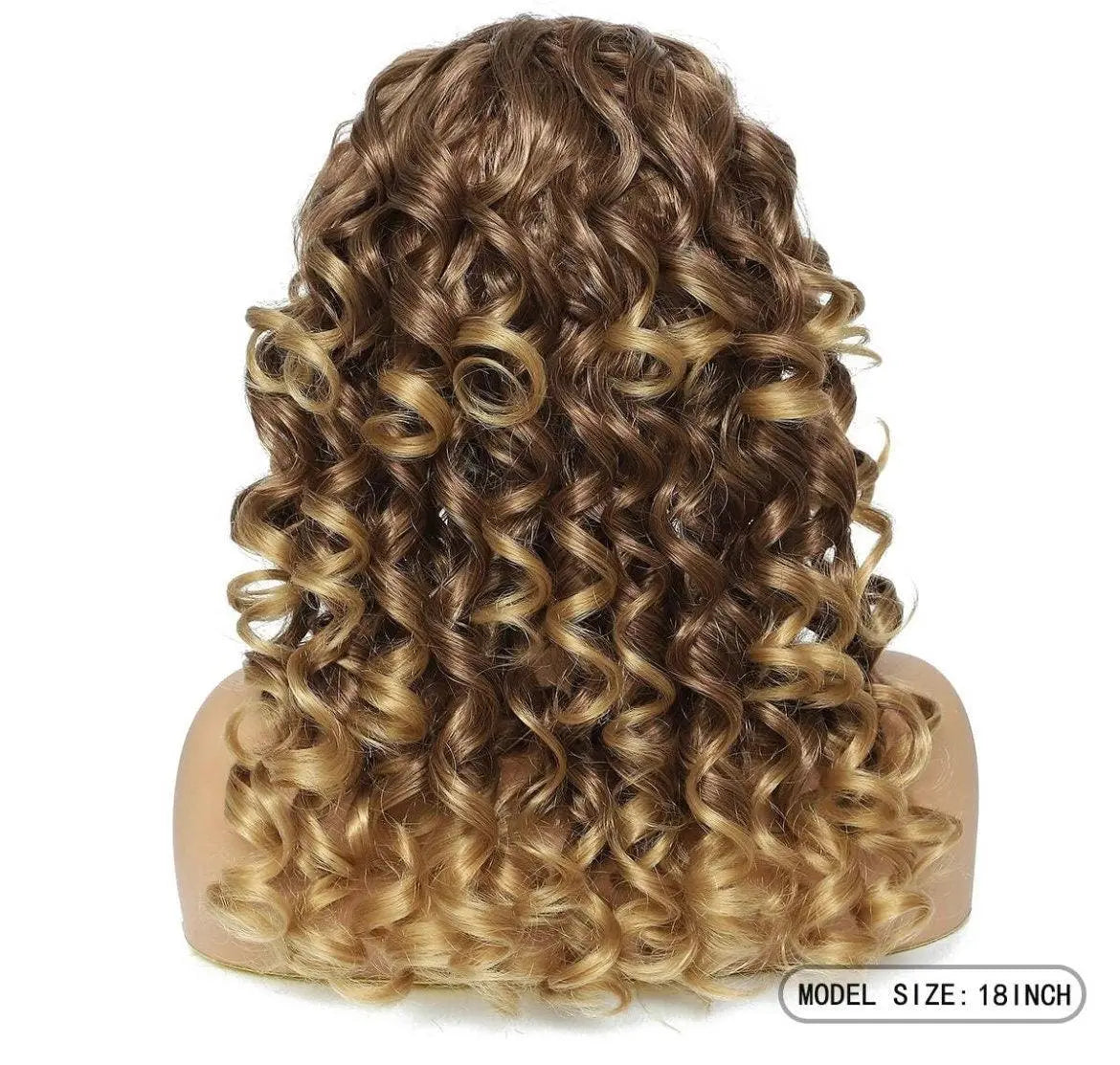 Long Curly Wig Wig Brown To Yellow Gradient Color - Labelle Boutique Hair