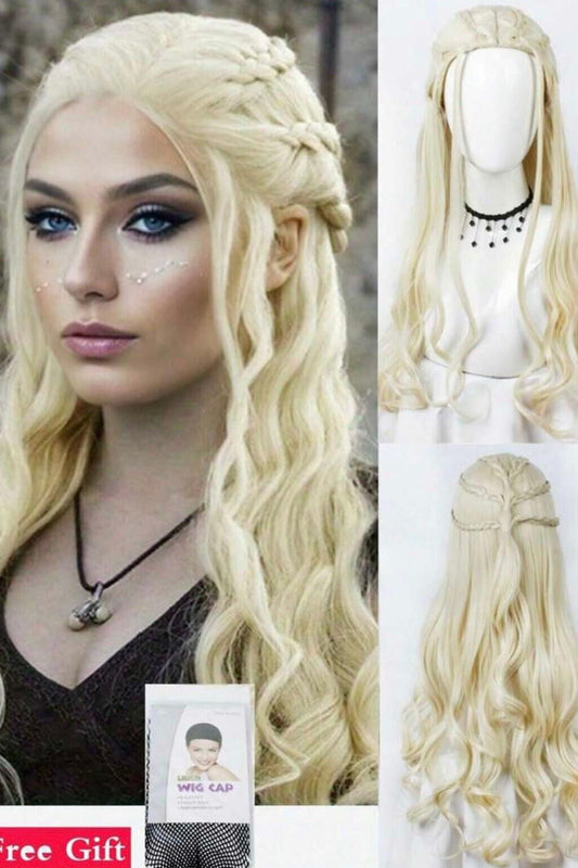 Long Synthetic Wave Halloween Party Cosplay Wigs From Game of Thrones Daenerys Targaryen - Labelle Boutique Hair