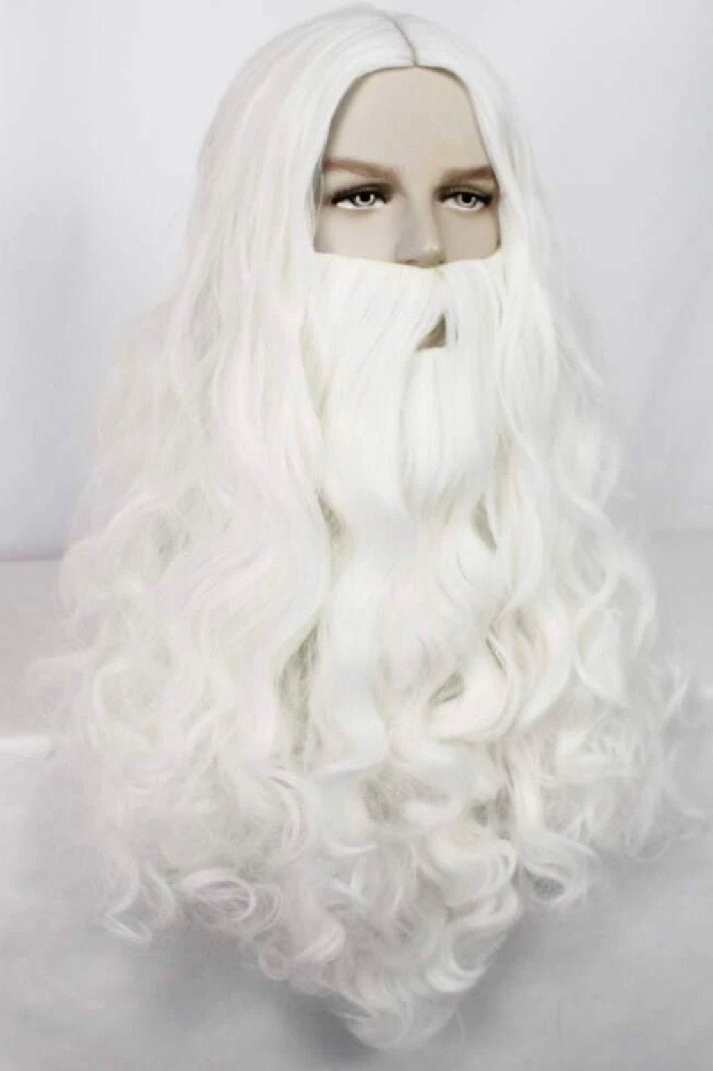 Long White Santa Claus Men's Cosplay Wig High Density Resistant Fiber Christmas Costume - Labelle Boutique Hair wigs  Long White Santa Claus Men's Cosplay Wig High Density Resistant Fiber Christmas Costume 