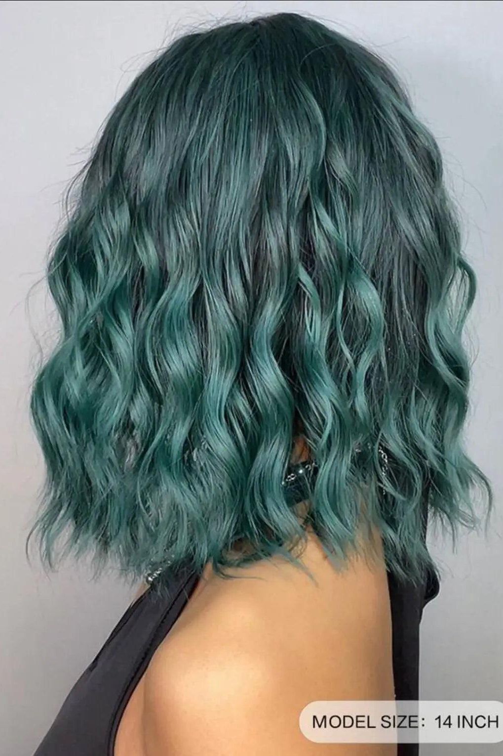 Dark Green Wavy Wig with Bang | Short Curly Full Wigs | Synthetic - Labelle Boutique Hair wigs  Dark Green Wavy Wig with Bang | Short Curly Full Wigs | Synthetic 